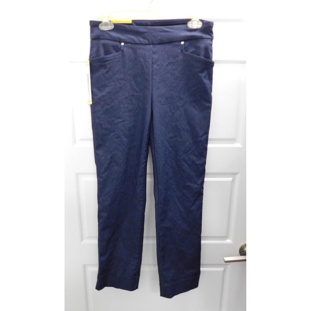 New HILARY RADLEY Navy Blue Stretch Pull-on Ankle Pants‎ sz S